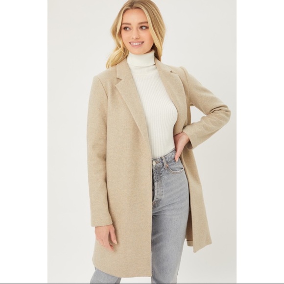 Oatmeal Long Line Coat - Picture 2 of 4